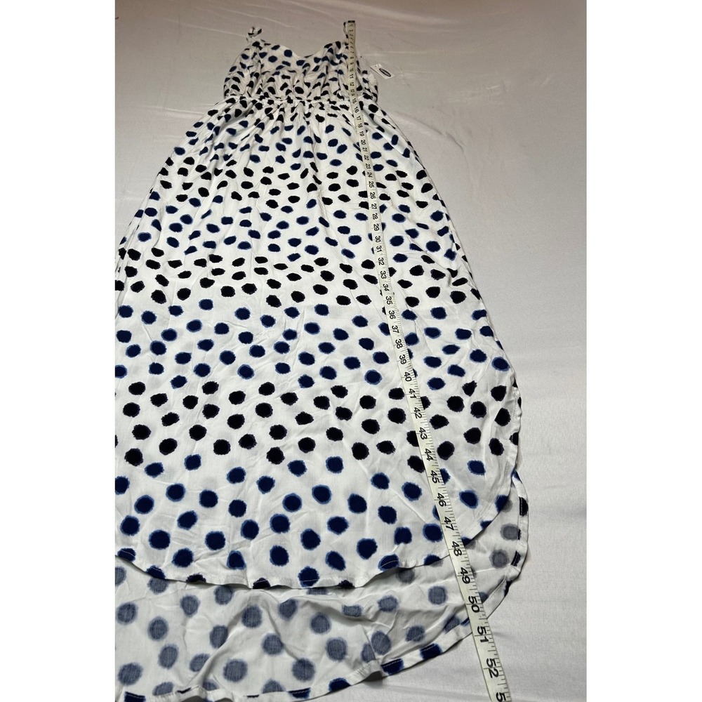 Old Navy Polka Dot Maxi Dress XS White Navy Blue High Low Sleeveless Summer NWT